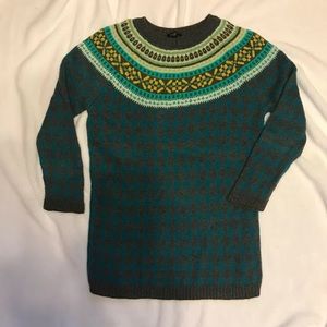M Petite Sweater Green Charcoal Fair Isles Talbots